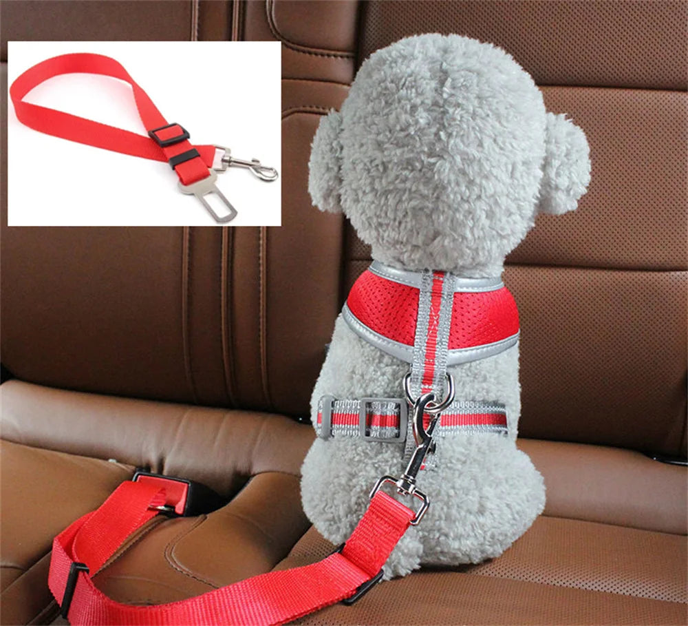 Pet Cat Dog Car Seat Belt Adjustable Pet Dog Seat Breakaway Solid Car Harness Outdoor Travel Safety Protector Pets Accessories