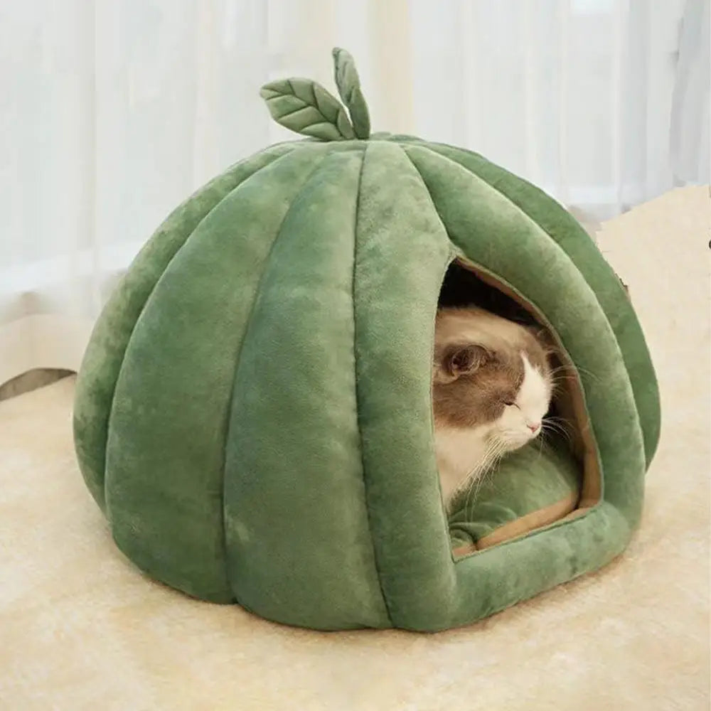 Pumpkin Cat Bed Pet House Enclosed Cat Nest Deep Sleep Comfort In Winter Cat Bed Pets Tent For Kittens Small Dogs Pet Supply
