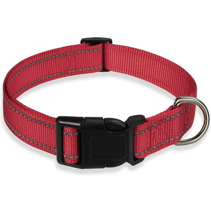 Dog Collar Reflective Strap With Safety Nylon Pet Collar Adjustable Pet Traction Rope Suitable For Small And Medium-Sized Pets