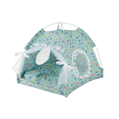 ZK20 Pet Dog Tent House Floral Print Enclosed Cat Tent Bed Indoor Folding Portable Comfortable Kitten Bed Kennel For Small Pets