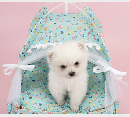 ZK20 Pet Dog Tent House Floral Print Enclosed Cat Tent Bed Indoor Folding Portable Comfortable Kitten Bed Kennel For Small Pets