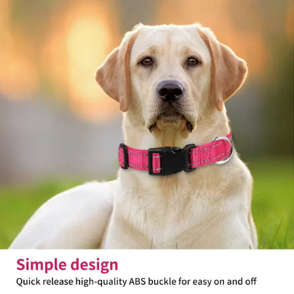 Dog Collar Reflective Strap With Safety Nylon Pet Collar Adjustable Pet Traction Rope Suitable For Small And Medium-Sized Pets