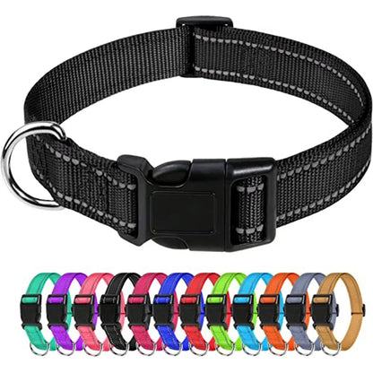 Dog Collar Reflective Strap With Safety Nylon Pet Collar Adjustable Pet Traction Rope Suitable For Small And Medium-Sized Pets