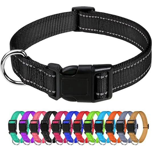 Dog Collar Reflective Strap With Safety Nylon Pet Collar Adjustable Pet Traction Rope Suitable For Small And Medium-Sized Pets