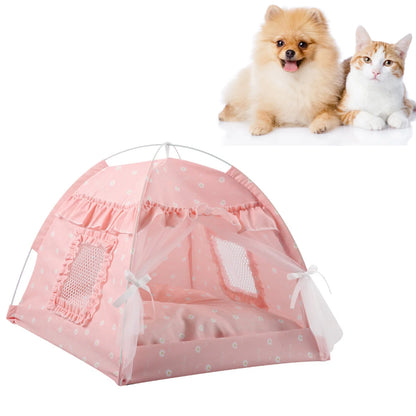 ZK20 Pet Dog Tent House Floral Print Enclosed Cat Tent Bed Indoor Folding Portable Comfortable Kitten Bed Kennel For Small Pets