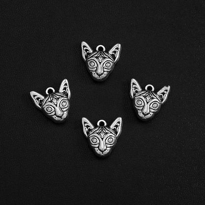 10pcs/lot--15x15mm Vintage Lovely Cat Dog Head Cute Pets Charms Pendants For Diy Jewelry Making Findings Supplies  Accessories