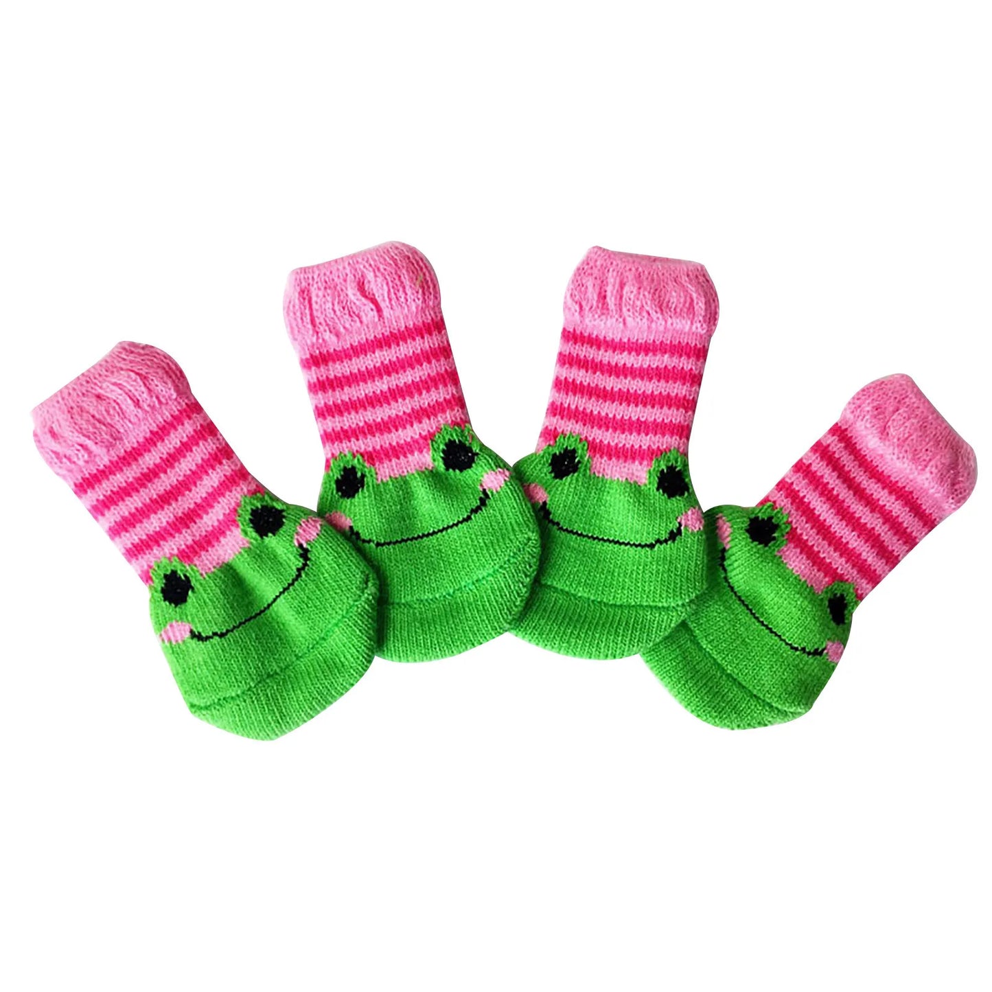 4pcs Winter Anti-Slip Pet Dog Socks Small Cat Dogs Anti-Scratch And Anti-Dirty Warm Socks Paw Protector For Small Medium Pets