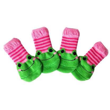 4pcs Winter Anti-Slip Pet Dog Socks Small Cat Dogs Anti-Scratch And Anti-Dirty Warm Socks Paw Protector For Small Medium Pets