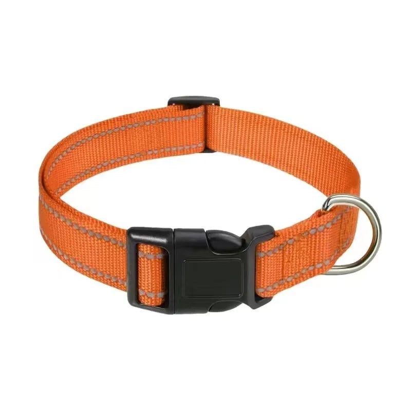 Dog Collar Reflective Strap With Safety Nylon Pet Collar Adjustable Pet Traction Rope Suitable For Small And Medium-Sized Pets