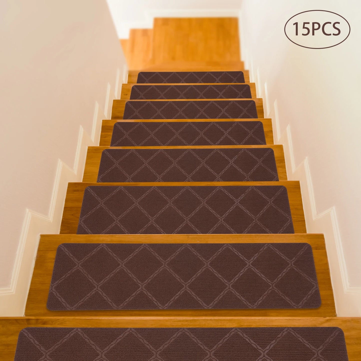 8"x 30" 15PCS Carpet Stair Treads, Non-Slip Carpet Stair Runner with Non Skid Rubber Backing Perfect for Pets, Elders