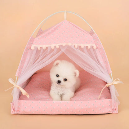 ZK20 Pet Dog Tent House Floral Print Enclosed Cat Tent Bed Indoor Folding Portable Comfortable Kitten Bed Kennel For Small Pets