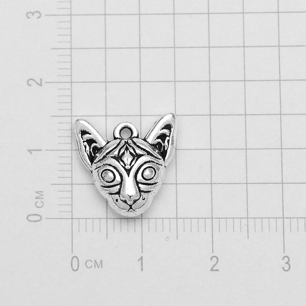 10pcs/lot--15x15mm Vintage Lovely Cat Dog Head Cute Pets Charms Pendants For Diy Jewelry Making Findings Supplies  Accessories
