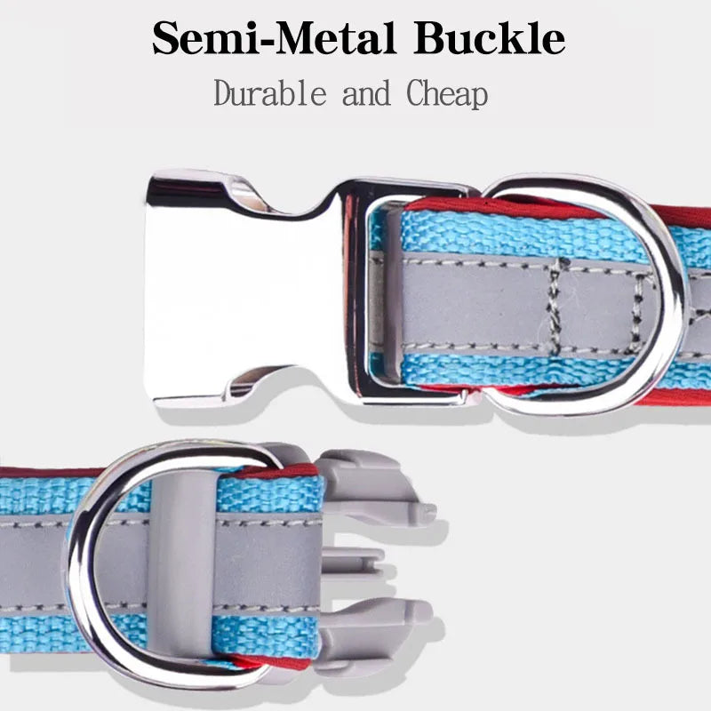 Personalized Name Dog Collar - Reflective Safety Design with Engraved ID Tag Adjustable for Small Large Dogs Durable Pets Collar