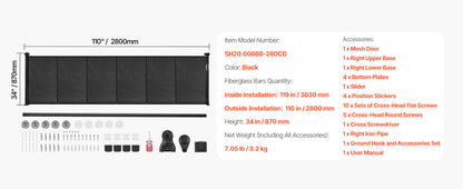 SucceBuy 55/71/110in Retractable Baby Gate 34in Tall Extends Wide Retractable Gate for Kids Pets Mesh Material Easy to Install