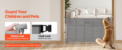 SucceBuy 55/71/110in Retractable Baby Gate 34in Tall Extends Wide Retractable Gate for Kids Pets Mesh Material Easy to Install